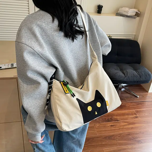笛贝嘉 可爱猫咪小众设计轻便通勤 布 斜挎包 常规 女款 多色