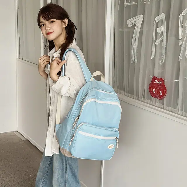 笛贝嘉 韩版简约大容量轻便 尼龙 双肩包 常规 男女同款情侣款 多色