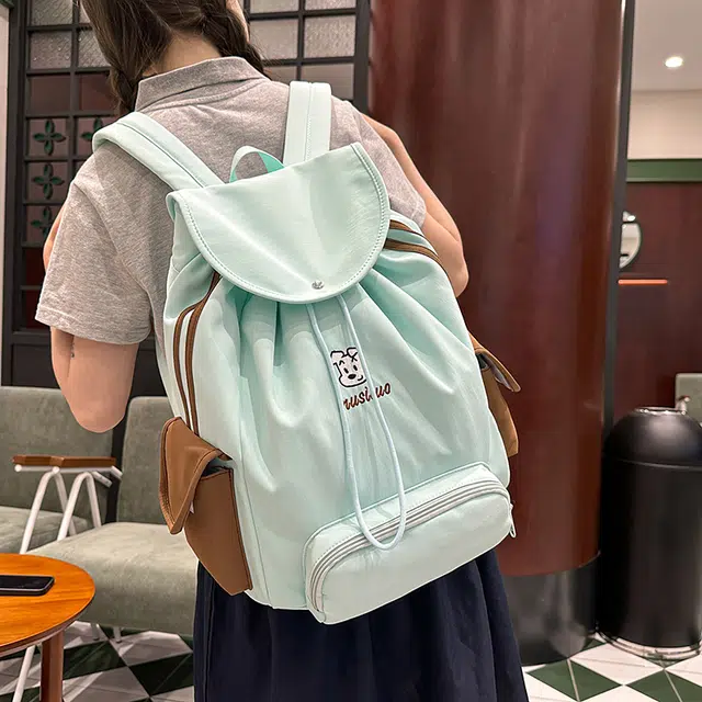 笛贝嘉 韩系简约撞色高颜值百搭 尼龙 双肩包 男女同款情侣款 多色