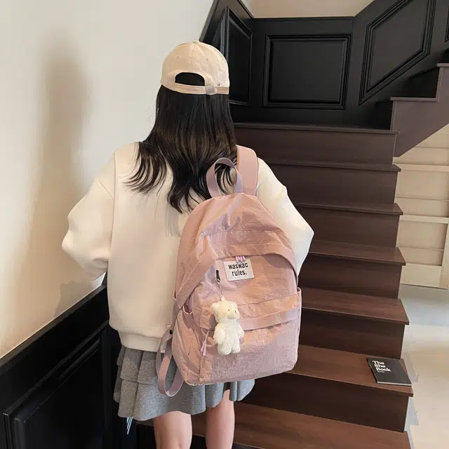 笛贝嘉 复古简约轻便防水上课通勤 布 双肩包 男女同款情侣款 多色