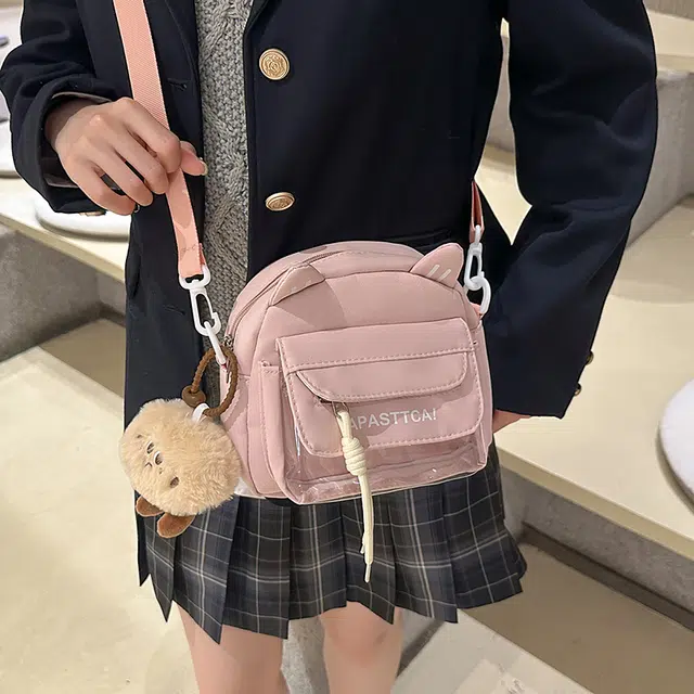 笛贝嘉 清新透明可爱猫耳时尚洋气森系百搭 尼龙 单肩包 女款 多色