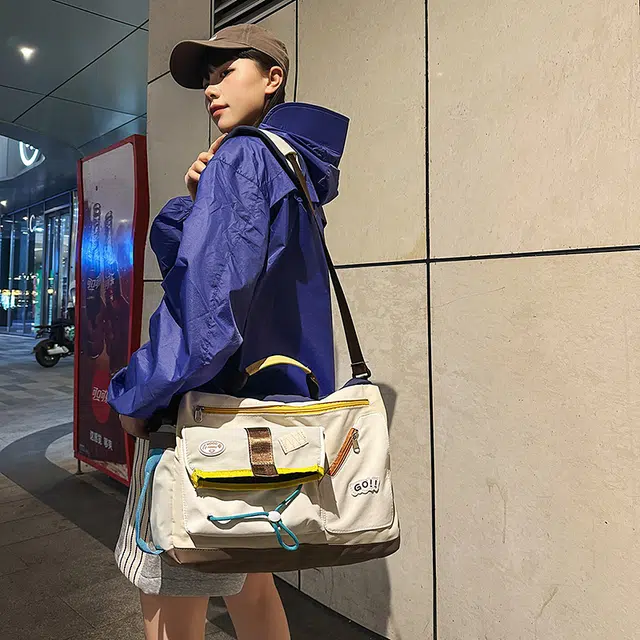 笛贝嘉 山系多功能旅游出行拼色 尼龙 单肩斜挎包 男女同款情侣款 多色