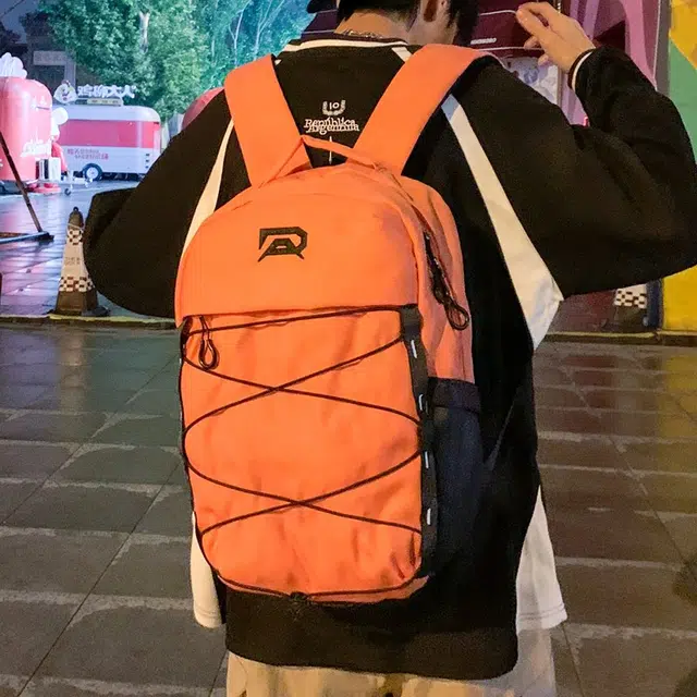 笛贝嘉 潮牌简约休闲大容量旅行背包学生书包拼色 牛津布 双肩包 常规 男女同款情侣款 多色