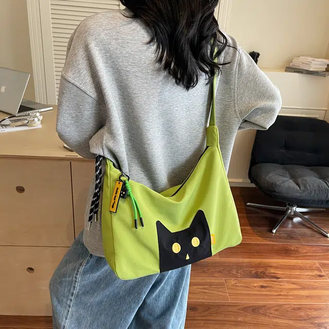 笛贝嘉 可爱猫咪小众设计轻便通勤 布 斜挎包 常规 女款 多色
