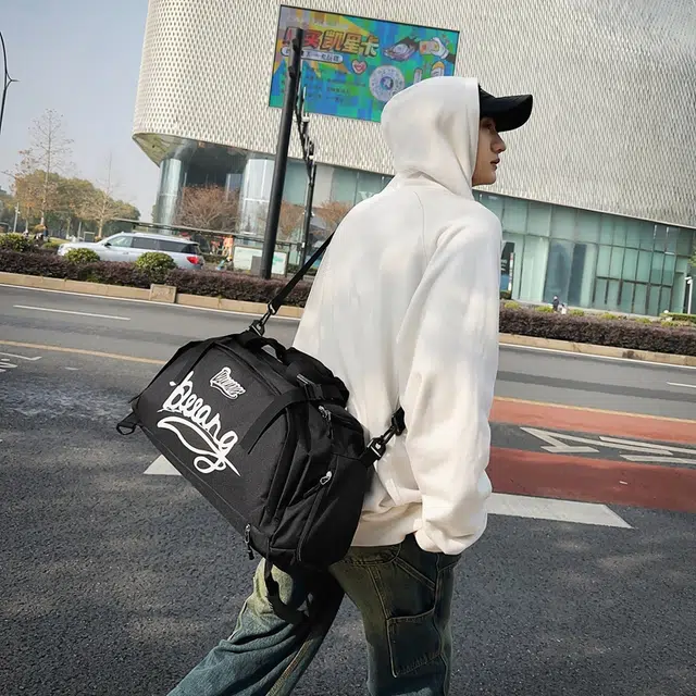 笛贝嘉 潮酷大容量旅行单肩手提 牛津布 双肩包 男女同款情侣款 黑色