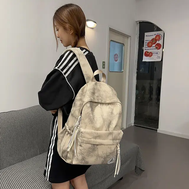 笛贝嘉 韩版简约纯色大容量学生书包时尚百搭通勤休闲 尼龙 双肩包 男女同款情侣款 多色
