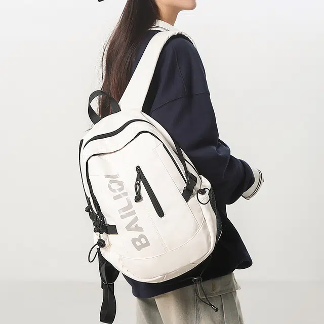 笛贝嘉 潮牌简约休闲字母大容量书包韩版轻便百搭背包 尼龙 双肩包 大号 男女同款情侣款 多色
