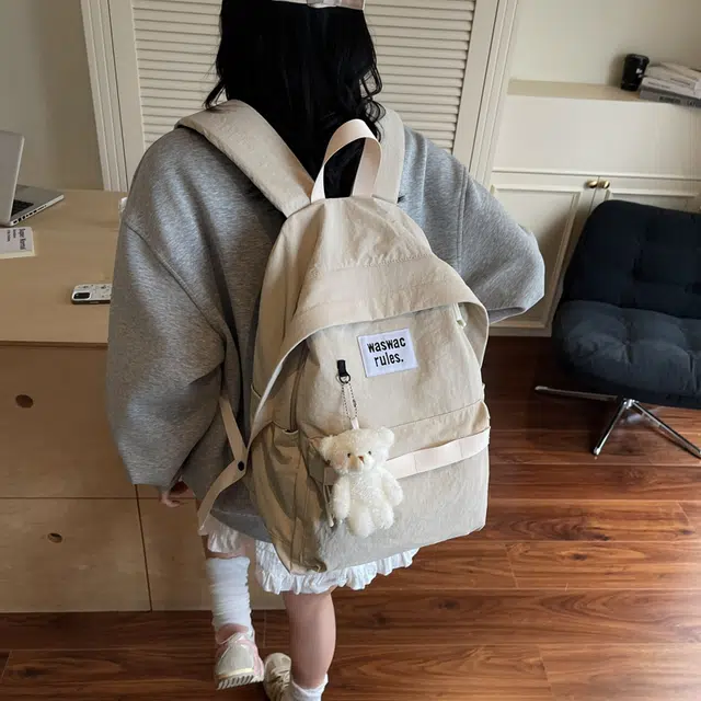 笛贝嘉 复古简约轻便防水上课通勤 布 双肩包 男女同款情侣款 多色