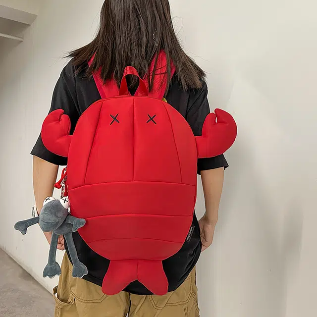 笛贝嘉 小众设计感螃蟹造型个性背包初高中大学生书包时尚 尼龙 双肩包 大号 男女同款情侣款 多色