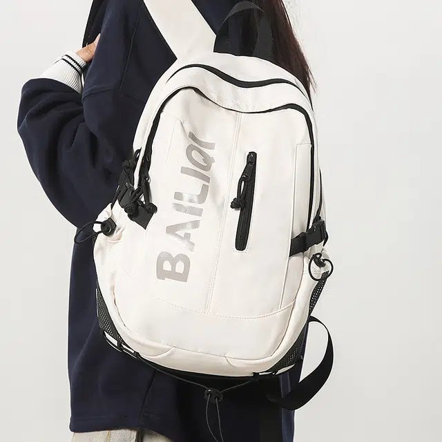 笛贝嘉 潮牌简约休闲字母大容量书包韩版轻便百搭背包 尼龙 双肩包 大号 男女同款情侣款 多色
