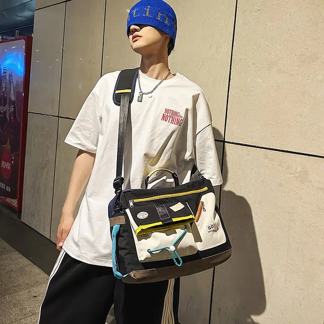笛贝嘉 山系多功能旅游出行拼色 尼龙 单肩斜挎包 男女同款情侣款 多色