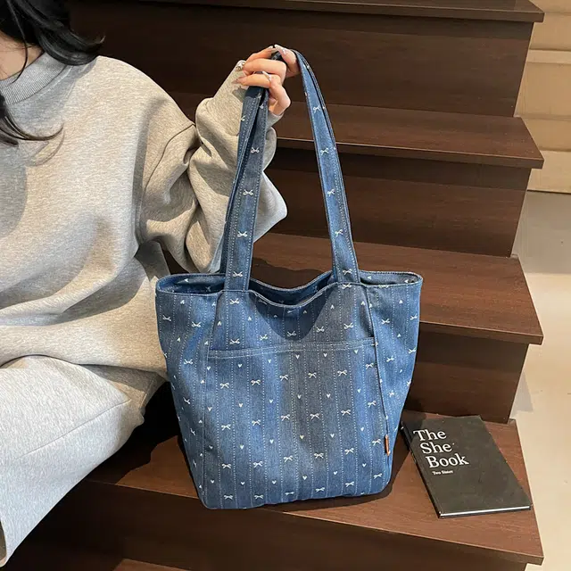 笛贝嘉 日系原宿复古托特包森系百搭出游学生上课 布 单肩包 女款 多色