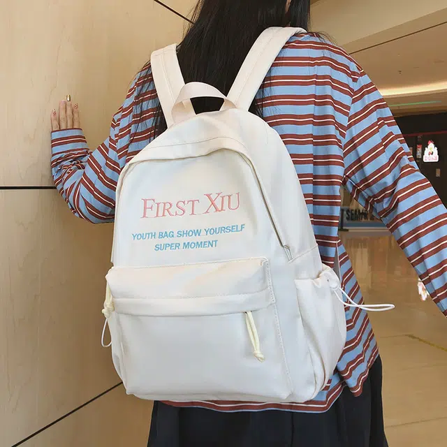 笛贝嘉 韩版刺绣字母轻便百搭时尚 尼龙 双肩包 男女同款情侣款 多色
