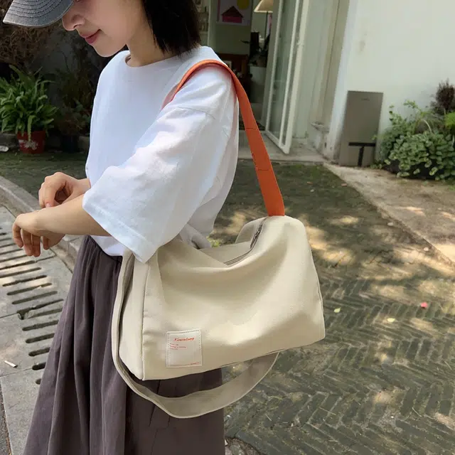 笛贝嘉 休闲运动百搭 帆布 帆布包单肩斜挎包