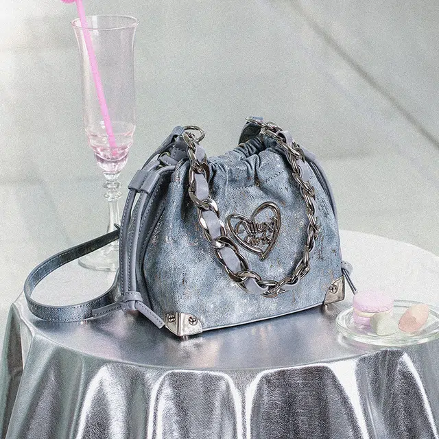 爱路喜 甜酷少女时尚 合成革 手提斜挎单肩包 中号 女款 流光蓝