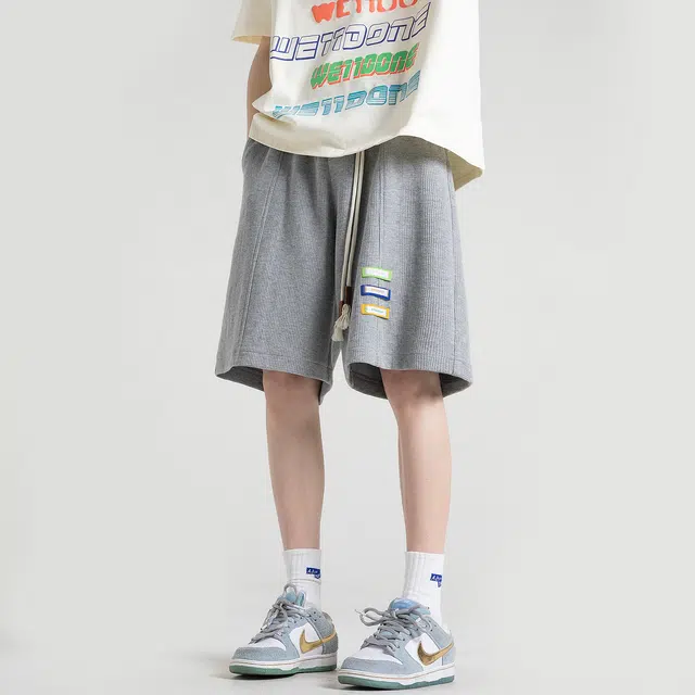 美式复古宽松百搭速干透气时尚舒适五分裤休闲短裤 男女同款