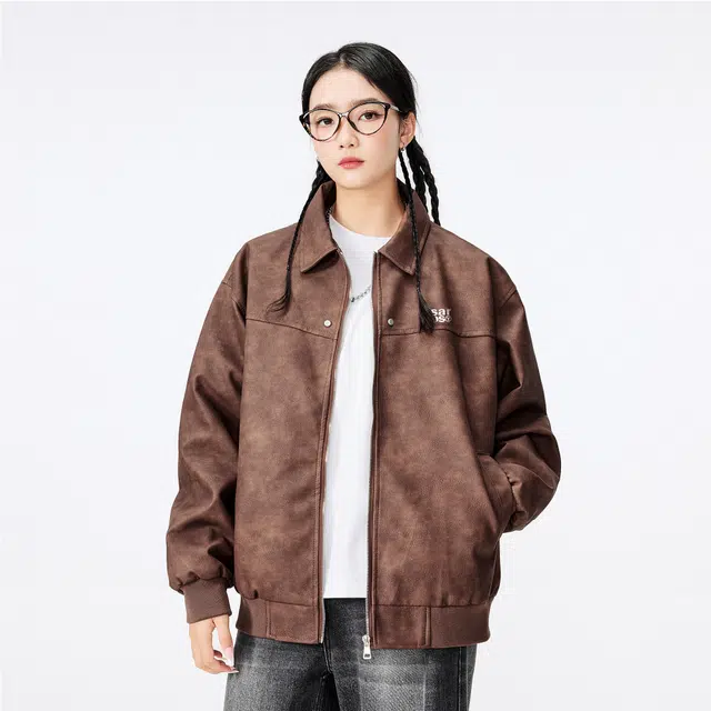 雅鹿 美式复古高街机车风水洗做旧休闲舒适百搭旅游通勤防风防水保暖教练宽松夹克外套 男女同款