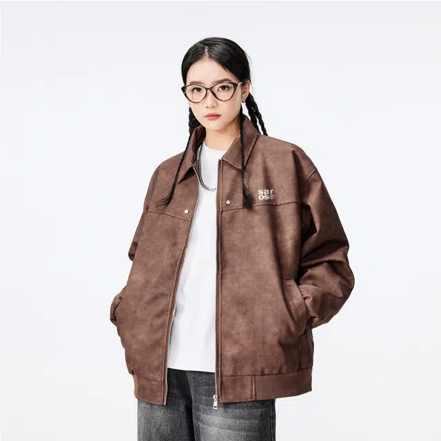 雅鹿 美式复古高街机车风水洗做旧休闲舒适百搭旅游通勤防风防水保暖教练宽松夹克外套 男女同款