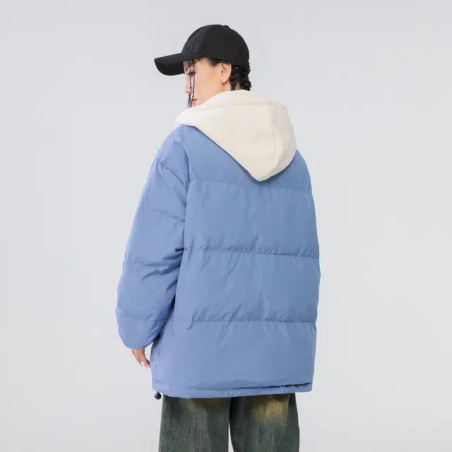 雅鹿 基础款可拆卸帽简约字母宽松舒适百搭假两件羽绒服 男女同款 米白色