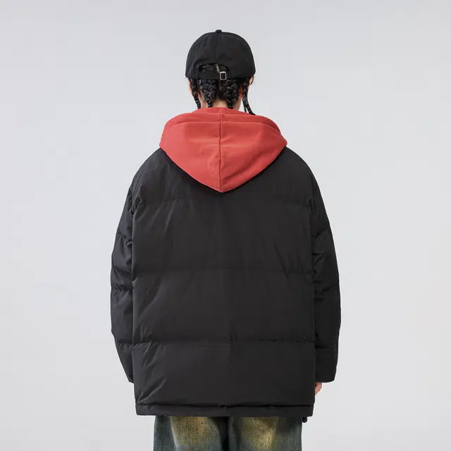 雅鹿 基础款可拆卸帽简约字母宽松舒适百搭假两件羽绒服 男女同款 米白色