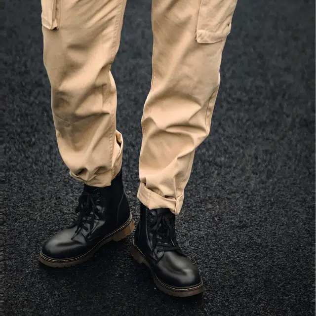 MADEN Classic British Style Platform Boots Black