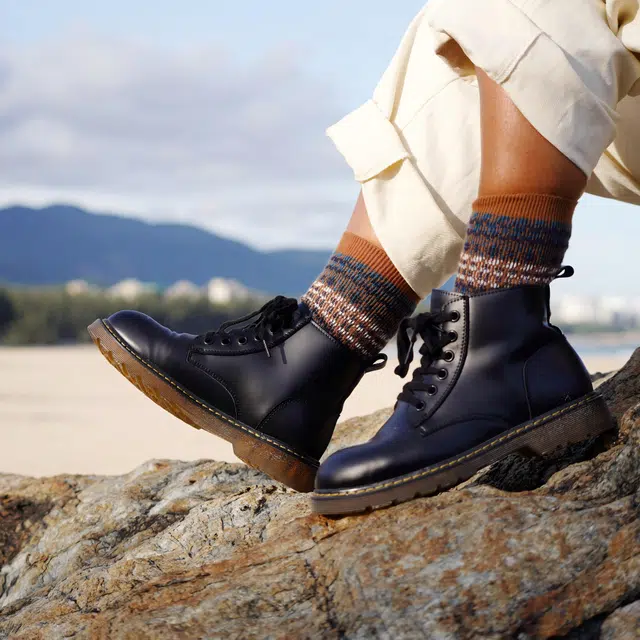 MADEN Classic British Style Platform Boots Black