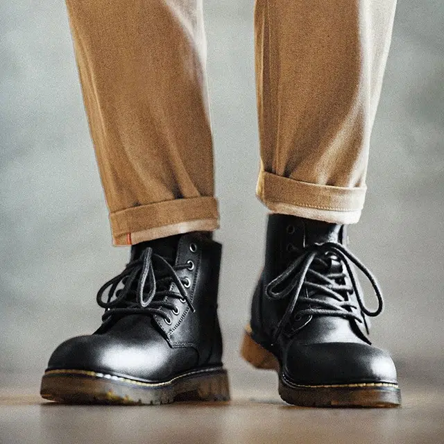 MADEN Classic British Style Platform Boots Black