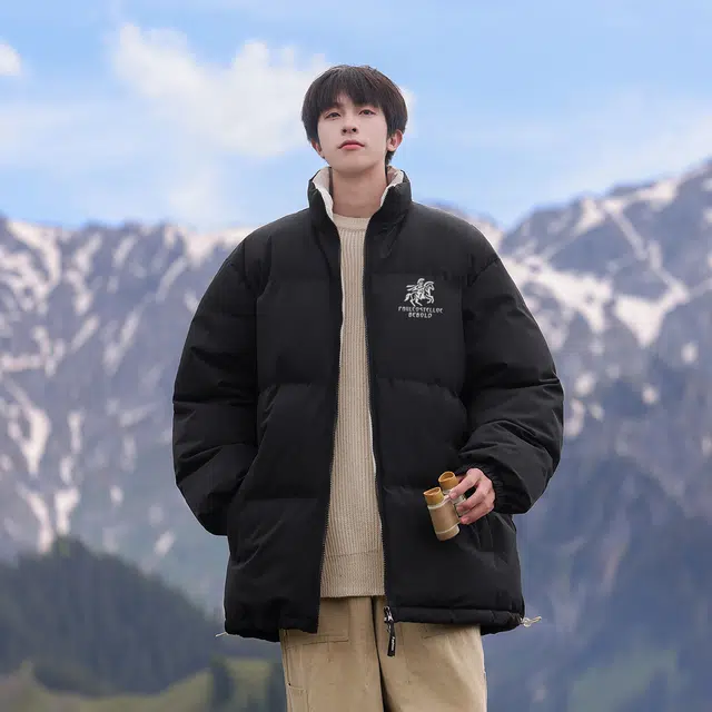 PAUL COSTELLOE Retro Letter Logo Puffer Jacket