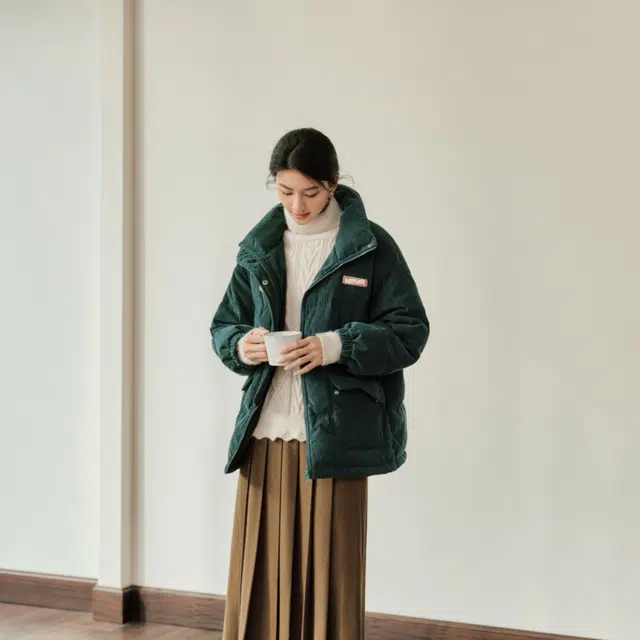 茵曼 立领短款加厚舒适细腻柔和亲肤外套羽绒服 女款