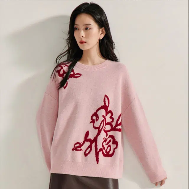茵曼 新年金线珠片合身厚款舒适针织衫 女款