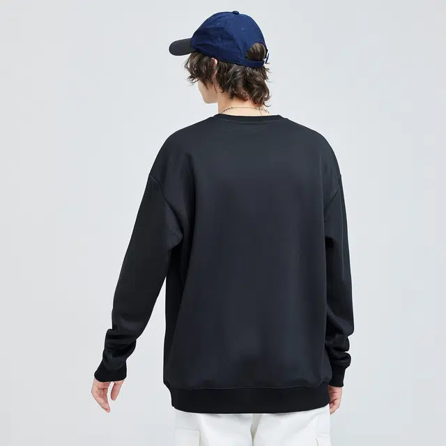 蜡笔小新 卡通线稿手绘奔跑小新印花休闲宽松套头圆领卫衣 男女同款