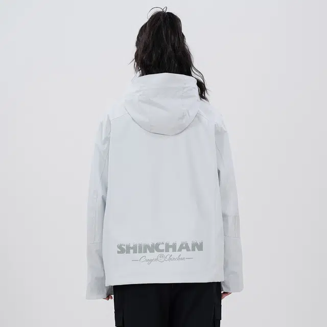 蜡笔小新 户外防风防水卡通渐隐字母印花可拆卸内胆连帽三合一长袖冲锋衣 男女同款