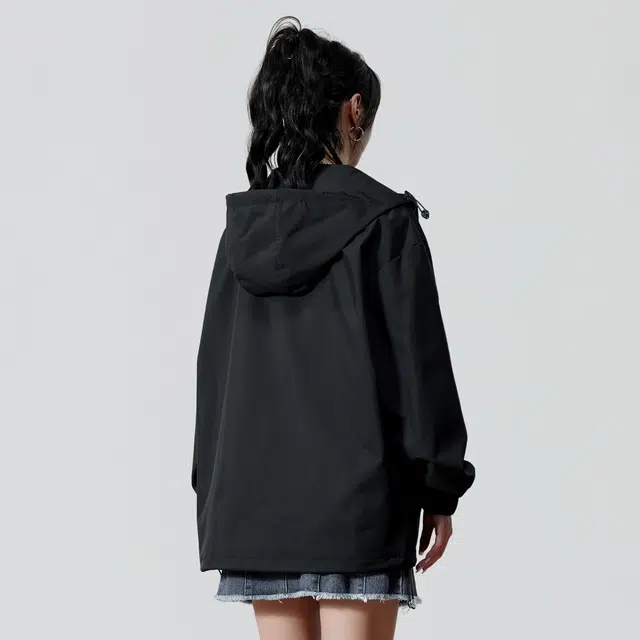 蜡笔小新 山系户外休闲运动防水防风字母印花休闲宽松连帽夹克外套 男女同款