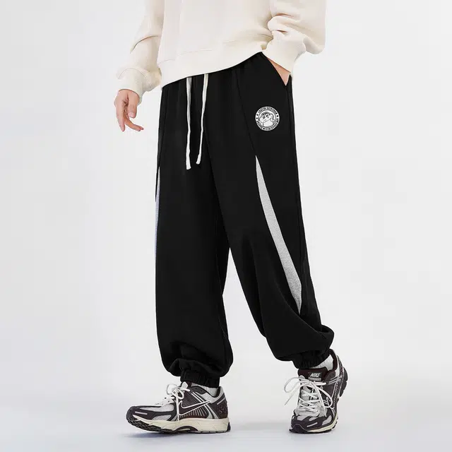 蜡笔小新 卡通小新刺绣抽绳宽松休闲裤 男女同款