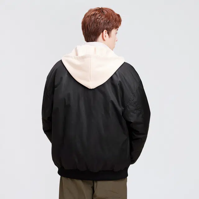 蜡笔小新 卡通人物袖徽字母印花休闲保暖加厚棒球羽绒服外套 男女同款