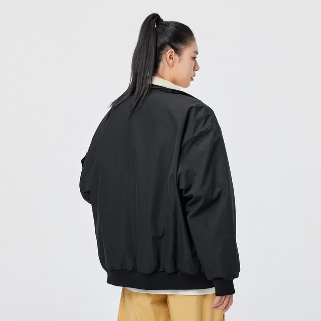 蜡笔小新 假两件休闲夹克立领宽松加厚保暖飞行员纯色拉链落肩棉服外套 男女同款