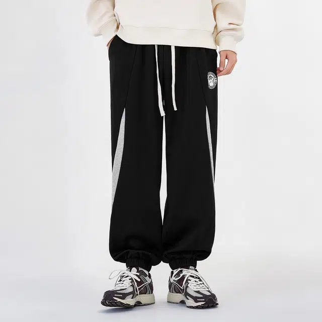 蜡笔小新 卡通小新刺绣抽绳宽松休闲裤 男女同款