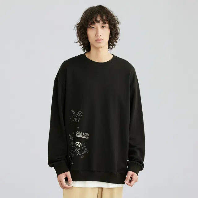 蜡笔小新 卡通派对小新印花休闲宽松套头圆领卫衣 男女同款