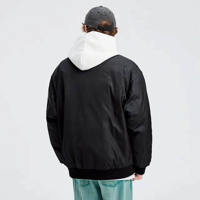 蜡笔小新 美式卡通袖徽宽松休闲保暖加厚棒球羽绒服 男女同款