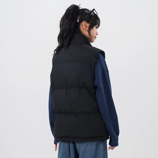 蜡笔小新 卡通字母小标立领保暖休闲棉外套马甲 男女同款