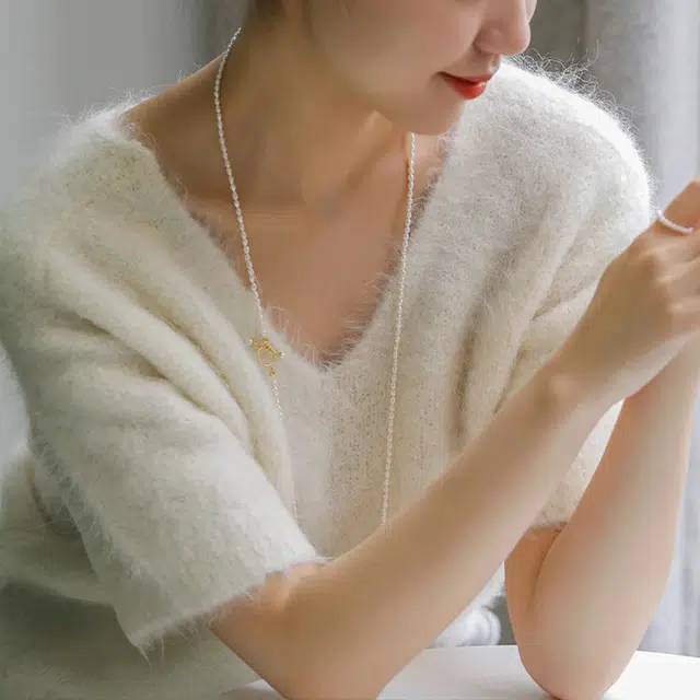 海蒂 拂光 淡水珍珠项链长款毛衣链女多戴法式高级感 淡水珍珠 珍珠项链 女款