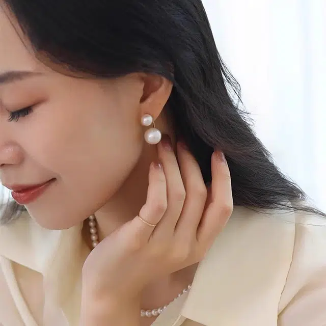 海蒂 辰星 正圆强光 淡水珍珠 耳环 女款