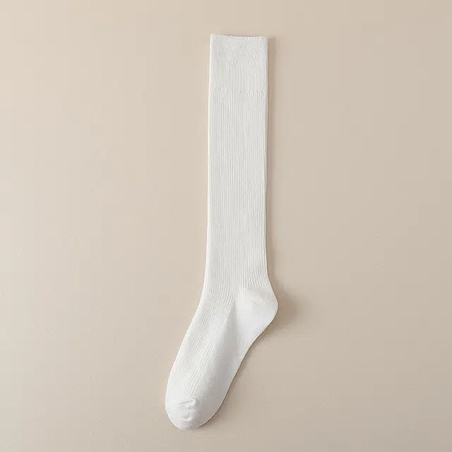 轻迎 双针小腿袜女纯色棉袜子压力瘦腿高筒日系春秋冬季显瘦长袜不掉筒过膝袜 男女同款