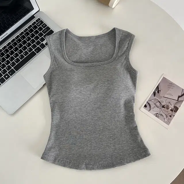 轻迎 方领宽肩美背背心女带胸垫内搭外穿显瘦遮副乳无袖打底上衣吊带 女款