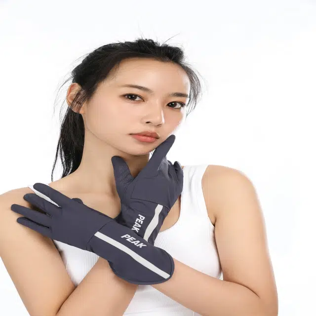 匹克 户外运动骑行防紫外线可触屏开车遮阳防滑透气薄款 冰丝 手套 女款 多色