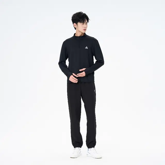 匹克 纯色宽松简约长袖卫衣针织运动束脚裤休闲运动套装 男款 黑色