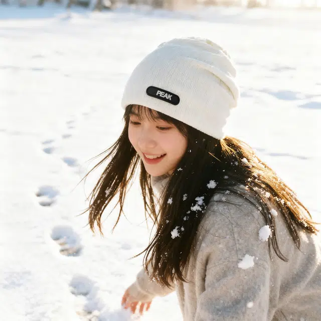 匹克 微标高级感大头围户外运动冷帽护耳保暖防寒防冻加厚加绒耳罩两件套 腈纶 绒线帽 男女同款情侣款