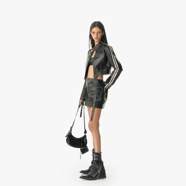 IMXS Retro Stripe Slim Leather Jacket