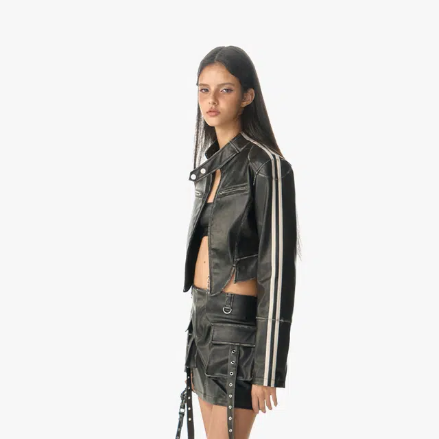 IMXS Retro Stripe Slim Leather Jacket