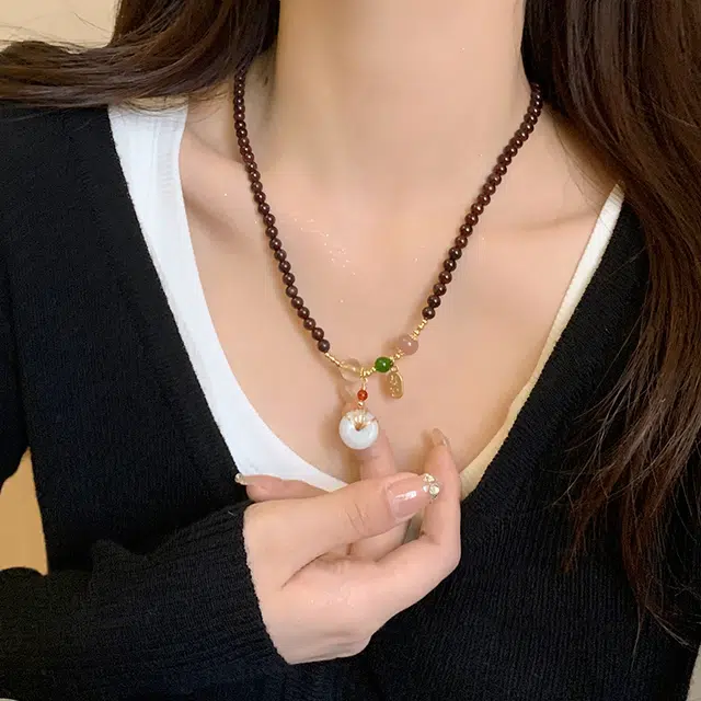 月斐 珠宝 多圈石榴石平安扣 一叶暴富转运 一款多带 小众复古设计感 石榴石 项链 女款